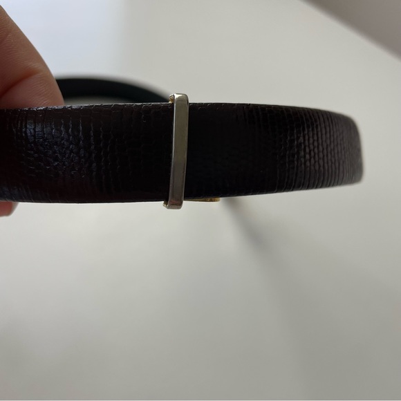 Vintage Cuero Vaca Industria Argentina Dark Brown Leather Belt w/Gold Hardware - Picture 10 of 12